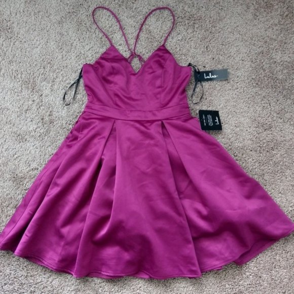 Lulu's XS Magenta Silky Pocket Dress - Picture 2 of 9